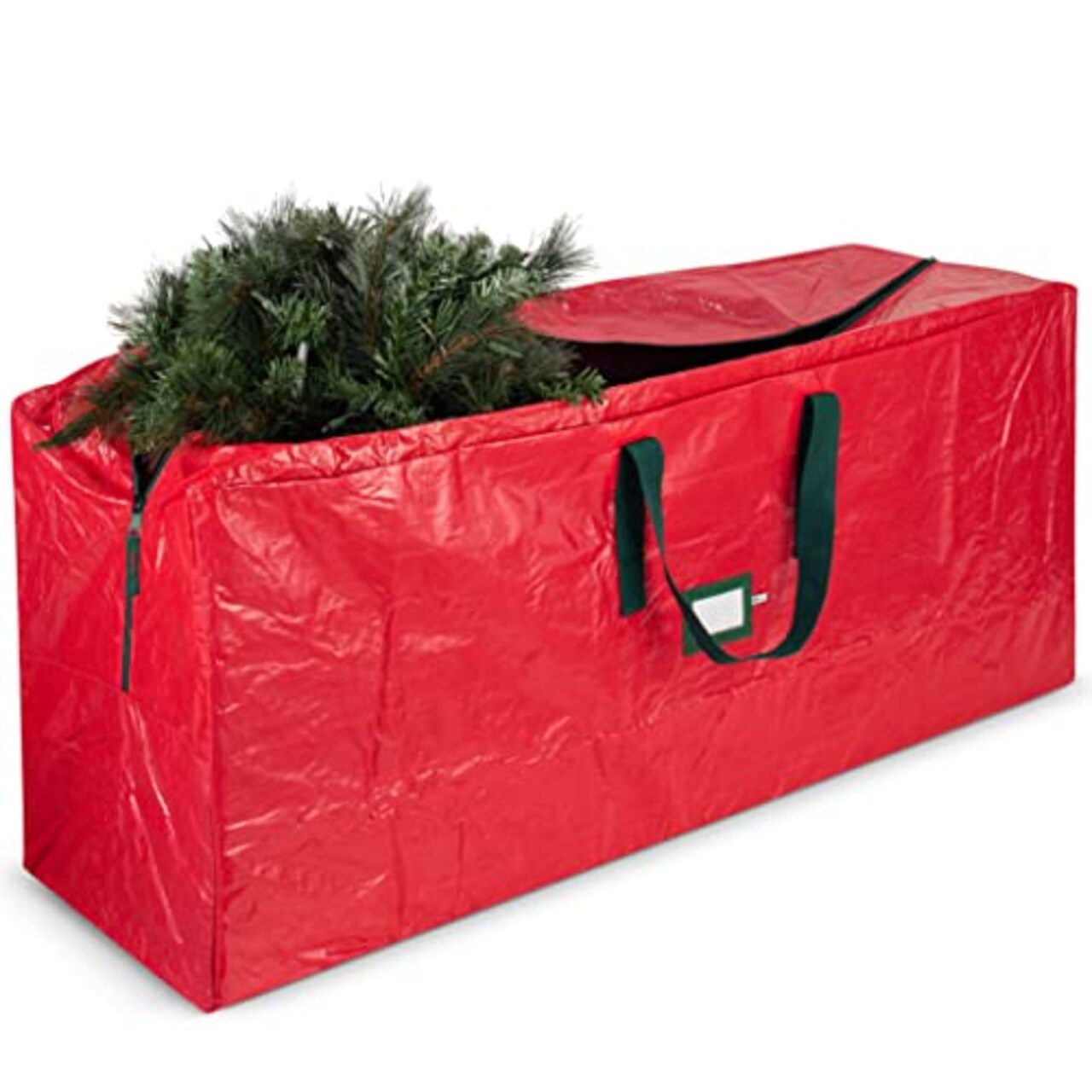 Zober Artificial Christmas Tree Storage Bag - Fits Up to 7.5 Foot Holiday Xmas Disassembled Trees with Durable Reinforced Handles &#x26; Dual Zipper - Waterproof Material Protects from Dust, Moisture &#x26; Insects (Red)